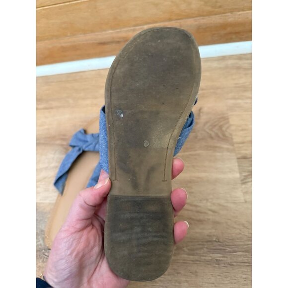 EUC Old Navy Womens Blue Bow Slip-On Sandals - Picture 4 of 5